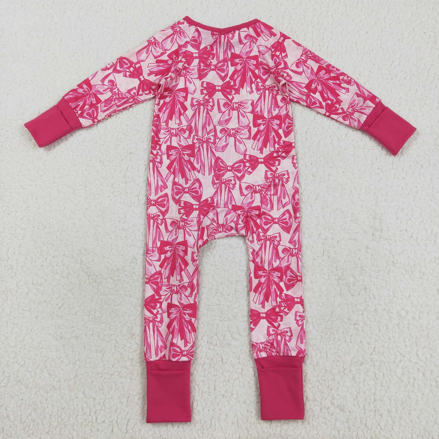 Sibling Baby Girls Infant Long Sleeves Bows Zipper Footie Sleeper Rompers RTS