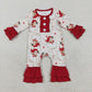 Baby Girl Long Sleeves Santa Stars Sibling Christmas Red Ruffle Romper Outfit Clothes RTS