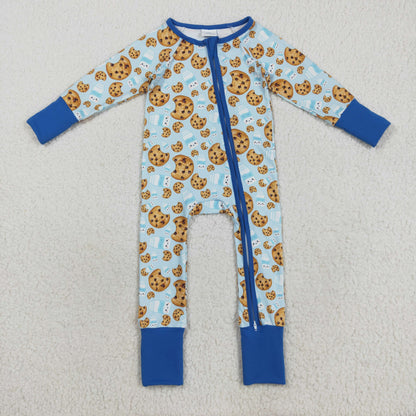 Baby Boy Girl Long Sleeves Cookies Milk Zipper Sibling Pajamas Romper Clothes RTS