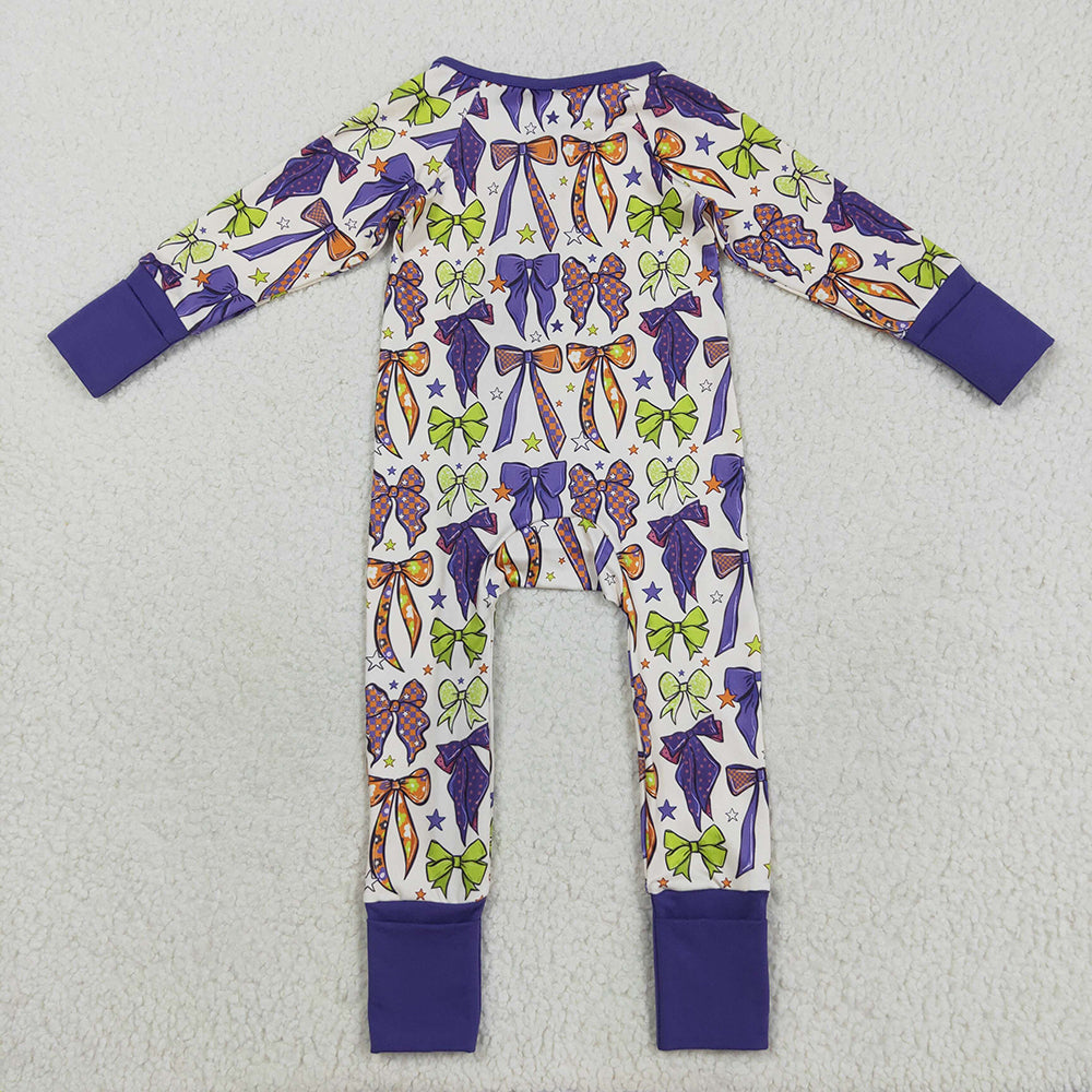 Baby Girl Long Sleeves Halloween Bows Stars Sibling Zipper Romper Set Pajamas RTS