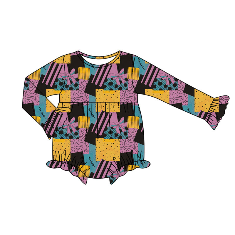( Moq 5 ) Preorder Baby Girl Long Sleeves Halloween Bows Plaid Bubble Romper
