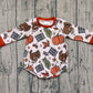 Baby Boy Long Sleeves turkey Pumpkins Thanksgiving Fall Bubble Romper RTS