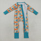 Sibling Baby Boys Girls Kids Fall Pumpkins Two-way Zipper Footie Sleeper Rompers RTS