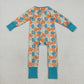 Sibling Baby Boys Girls Kids Fall Pumpkins Two-way Zipper Footie Sleeper Rompers RTS