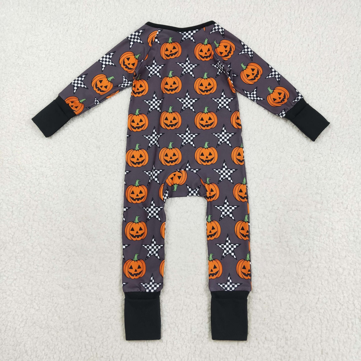 Sibling Baby Boys Girls Kids Halloween Pumpkins Ghosts Two-way Zipper Footie Sleeper Rompers RTS