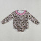 Girls Kids Long Sleeves Halloween Bats Leopard Sibling Ruffle Dress Romper RTS