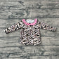 Baby Girl Infant Long Sleeves Bats Leopard Halloween Bubble  Romper RTS
