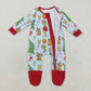 Boys Girls Kids Green Face Christmas Zipper Footie Romper Pajamas Set Sibling Clothes RTS