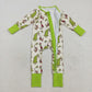 Baby Boy Long Sleeves Green Face Dogs Tree Christmas Sibling Pajamas Footie Romper Set RTS