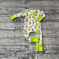 Baby Boy Infant Long Sleeves Dogs Green Face Christmas Zipper Romper RTS