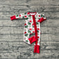 Baby Girl Long Sleeves Green Face Flower Christmas Red Zipper Romper RTS