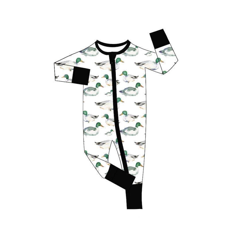 ( Moq 5 ) Preorder Baby Boy Infant Long Sleeves Ducks Zipper Romper