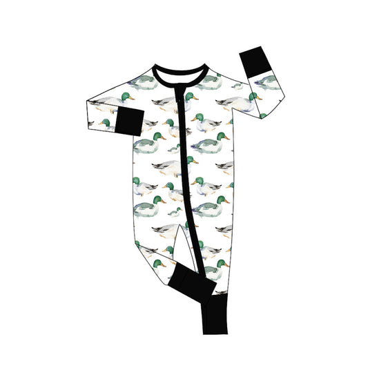 ( Moq 5 ) Preorder Baby Boy Infant Long Sleeves Ducks Zipper Romper