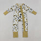 Sibling Baby Girls Gold Bows Footballs Go Team Ruffle Zipper Footie Romper Knee Length Dress