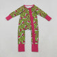 Sibling Baby Girls Adult Women Green Face Leopard Christmas Romper Dress Pajamas Set RTS