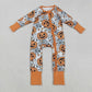 Sibling Baby Boys Girls Kids Halloween Pumpkins Ghosts Two-way Zipper Footie Sleeper Rompers RTS