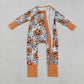 Boys Girls Toddler Long Sleeves Pumpkins Candy Corn Sibling Halloween Romper Dress RTS