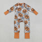 Sibling Baby Boys Girls Kids Halloween Pumpkins Ghosts Two-way Zipper Footie Sleeper Rompers RTS