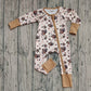 Baby Boy Long Sleeves Football Stars Plaid Zipper Pajamas Romper RTS