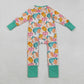 Sibling Baby Boys Girls Kids Fall Pumpkins Two-way Zipper Footie Sleeper Rompers RTS