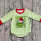 Baby Boy Long Sleeves Green Face Christmas Bubble Plaid Romper RTS