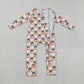 Sibling Baby Boys Girls Kids Fall Pumpkins Two-way Zipper Footie Sleeper Rompers RTS