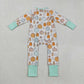 Sibling Baby Boys Girls Kids Fall Pumpkins Two-way Zipper Footie Sleeper Rompers RTS