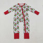 Sibling Boys Kids Long Sleeves Green Faces Lights Christmas Blanket Zipper Romper Pajamas Set RTS