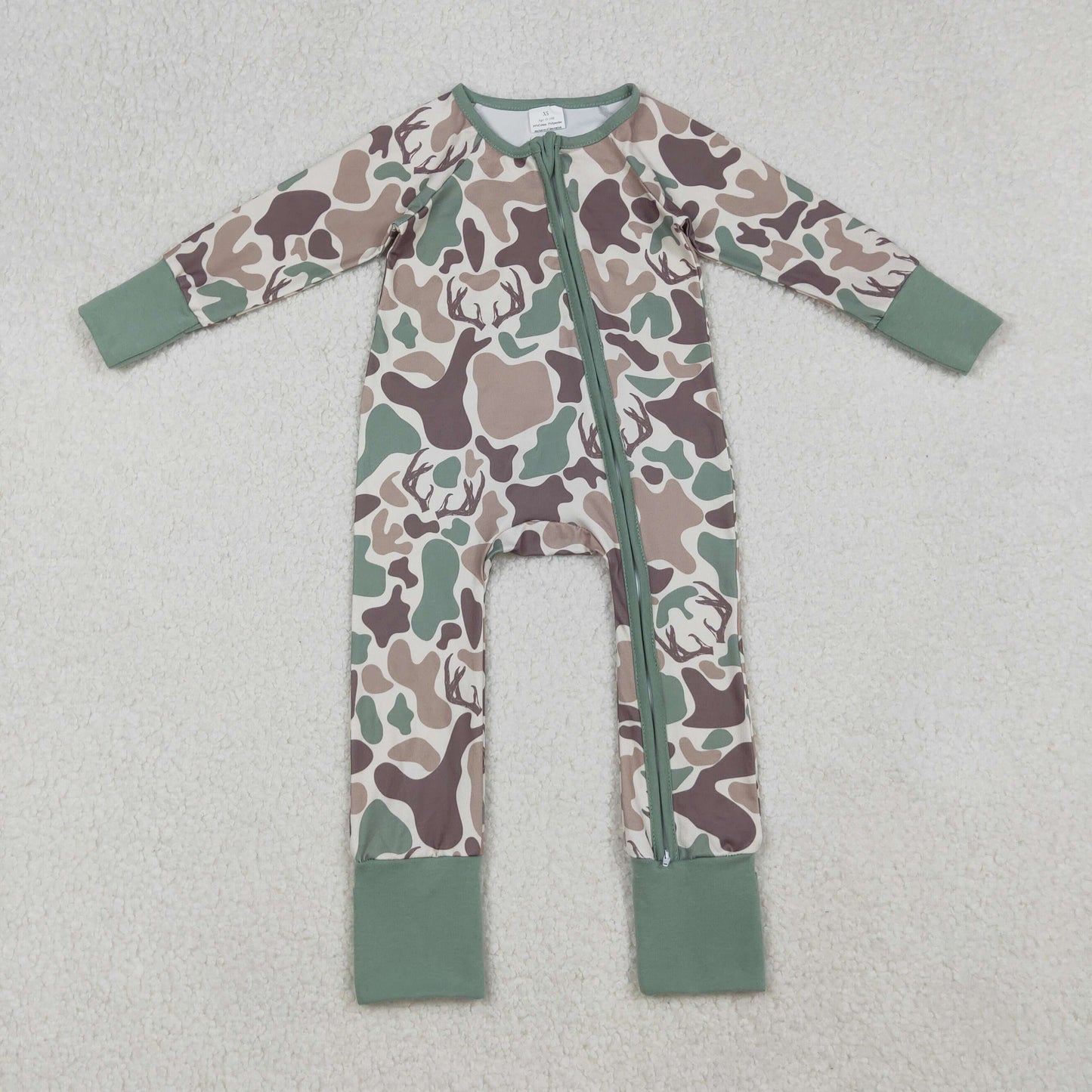Sibling Baby Boys Kids Dogs Ducks Deer Camo Zipper Footie Sleeper Hunting Rompers RTS