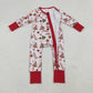Sibling Baby Boys Girls Kids Christmas Bows Santa Two-way Zipper Footie Sleeper Rompers RTS