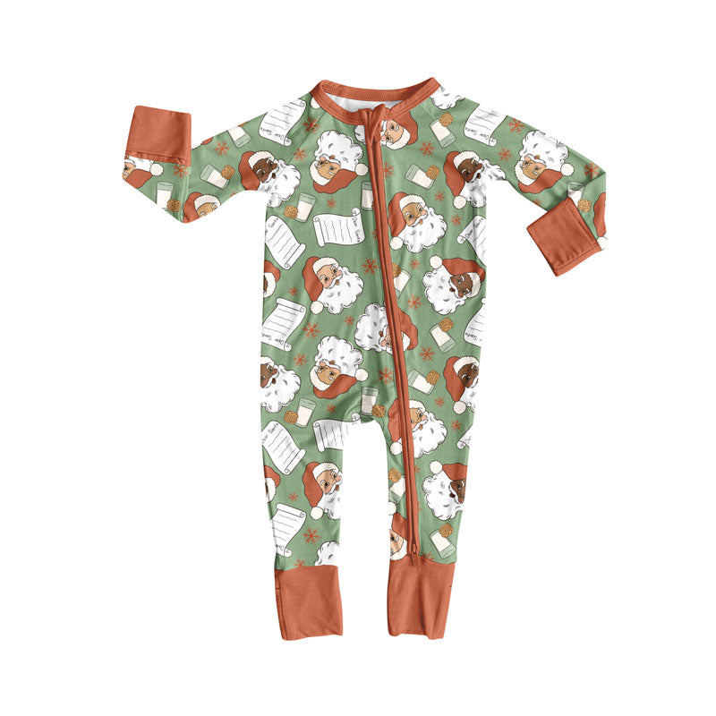 ( Moq 5 ) Preorder Baby Boy Santa Cookies Christmas Zipper Pajamas Romper