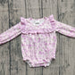 Baby Girls Kids Long Sleeves Floral Purple Ruffle Bubble Romper RTS