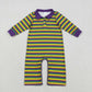Sibling Baby Boys Kids Long Sleeves Mardi Gras Strips Buttons Romper Pullover Shirt RTS