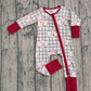 Girls Infant turky Bows Plaid Thanksgiving Zipper Sleeper Romper RTS