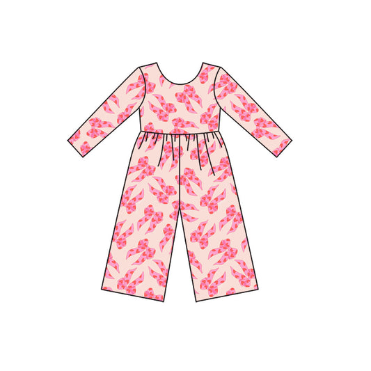( Moq 5 ) Preorder Girls Kids Long Sleeves Hearts Bows Valentine's Day Jumpsuit