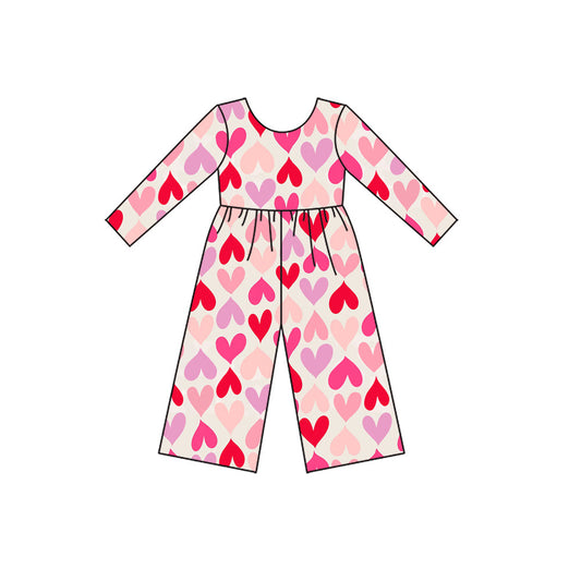 ( Moq 5 ) Preorder Girls Kids Long Sleeves Hearts Valentine's Day Jumpsuit