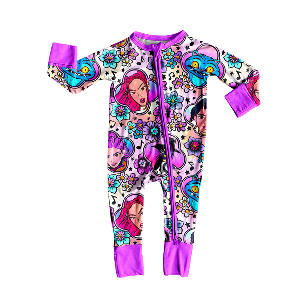 ( Moq 5 ) Preorder Girls Infant Movie Characters Flower Zipper Sleeper Romper