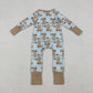Sibling Baby Boys Girls Kids Western Boots Cows Two-way Zipper Footie Sleeper Rompers RTS