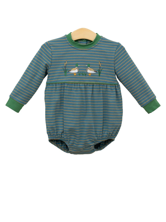 ( Moq 5 ) Preorder Boys Infant Long Sleeves Ducks Stripes Bubble Romper