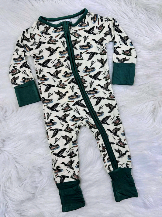 ( Moq 5 ) Preorder Boys Infant Long Sleeves Ducks Zipper Sleeper Romper