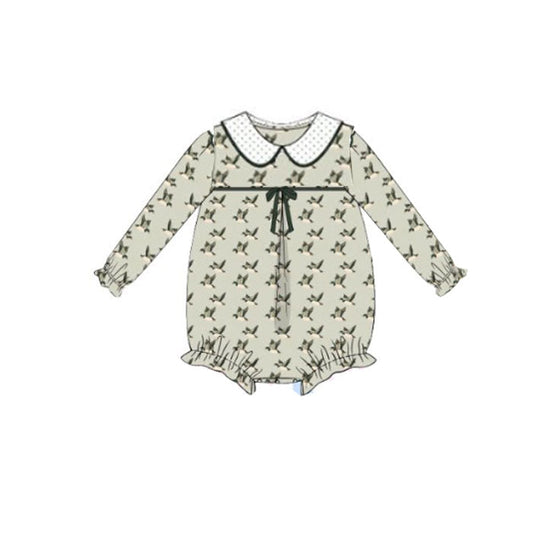 ( Moq 5 ) Preorder Girls Kids Long Sleeves Ducks Bow Bubble Romper