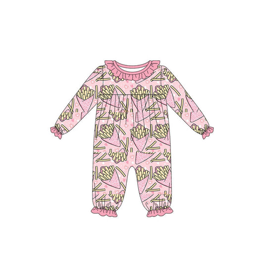 ( Moq 5 ) Preorder Girls Infant Long Sleeves Chips Hearts Valentine Ruffle Romper
