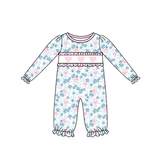 ( Moq 5 ) Preorder Girls Infant Long Sleeves Hearts Flower Valentine's Day Romper