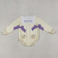Sibling Baby Girls Kids Long Sleeves Embroidery Sweet Cake Bows Mardi Gras Romper Set RTS