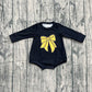 Baby Girls Infant Black Long Sleeves Bows Bubble Romper RTS