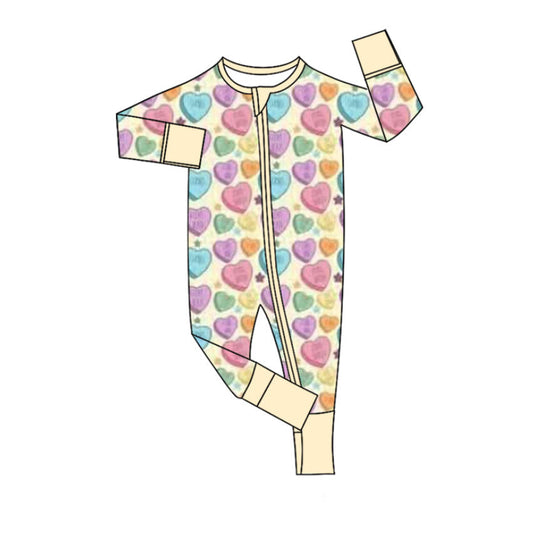 ( Moq 5 ) Preorder Girls Infant Long Sleeves Hearts Stars Valentine Zipper Sleeper Romper