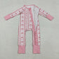 Sibling Baby Boys Girls Infant Hearts Bows Two-way Zipper Valentines Footie Sleeper Rompers RTS