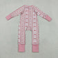 Sibling Baby Boys Girls Infant Hearts Bows Two-way Zipper Valentines Footie Sleeper Rompers RTS