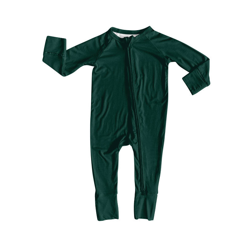 ( Moq 5 ) Preorder Baby Kids Infant Green Long Sleeves Zipper Footie Sleeper Romper