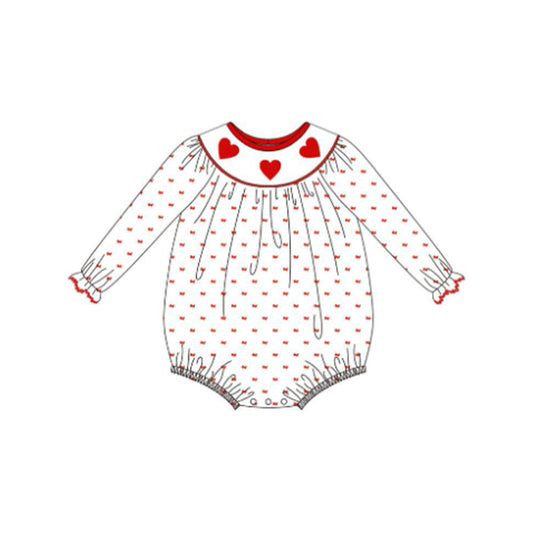 ( Moq 5 ) Preorder Baby Girls Long Sleeves Hearts Dots Valentine Bubble Romper